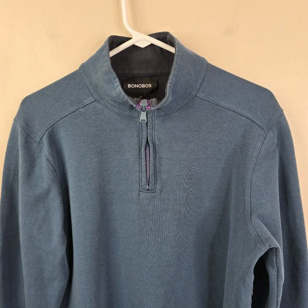 Bonobos Mens Long Sleeve Slim Fit 1/4 Zip Pullover Medium - Picture 2 of 5